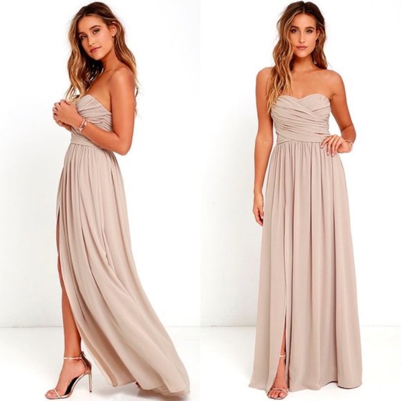 Lulus Dresses & Skirts - NWT Lulu's Moonlight Serenade Maxi Dress Gown in Taupe